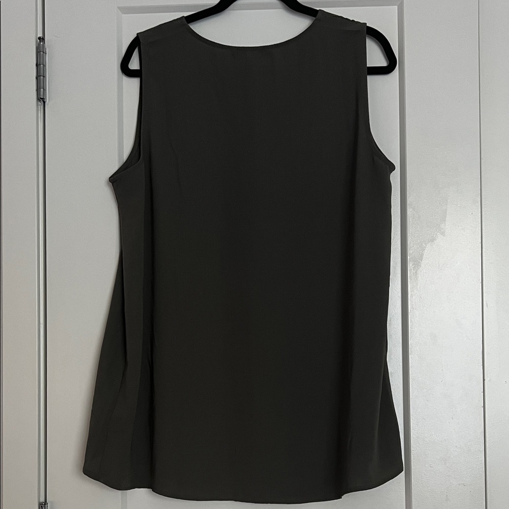 Dark Olive Sleeveless Blouse - Picture 3 of 3
